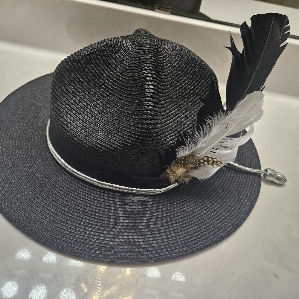 Classic Black "Major Payne" Sergant/Campaign Hat with removable hat feathers,etc